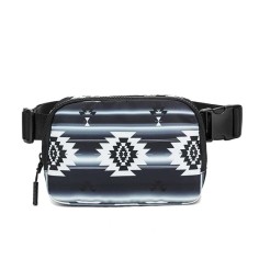 American Native Pattern Cute Large Capacity Waist  Adjustable Strap Crossbody Belt Bag - Black  Polyester