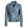 Rivet Decorated Genuie Leather Classic Motorcycle Biker Jackets - Blue