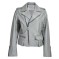 Rivet Decorated Genuie Leather Classic Motorcycle Biker Jackets - Gray
