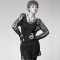 Long Sleeves Knitting Holes Stylish Punk Style Transparent Pullover Strpitted O Neck Sweater Tops - Black