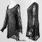 Long Sleeves Knitting Holes Stylish Punk Style Transparent Pullover Strpitted O Neck Sweater Tops - White