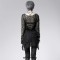 Long Sleeves Knitting Holes Stylish Punk Style Transparent Pullover Strpitted O Neck Sweater Tops - Black
