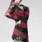 Long Sleeves Knitting Holes Stylish Punk Style Transparent Pullover Strpitted O Neck Sweater Tops - Red