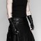 Steampunk Black Locomotive Long Gothic Fashion Rock Rivets Mesh with Vegan Leather Coated Male Rivet Gloves - Black