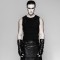 Steampunk Black Locomotive Long Gothic Fashion Rock Rivets Mesh with Vegan Leather Coated Male Rivet Gloves - Black
