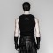Steampunk Black Locomotive Long Gothic Fashion Rock Rivets Mesh with Vegan Leather Coated Male Rivet Gloves - Black