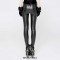 Elastic Waistband Flowers Embroidery Leggings Vintage Gothic Embossed Mesh Lace Pants - Black