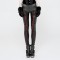 Elastic Waistband Flowers Embroidery Leggings Vintage Gothic Embossed Mesh Lace Pants - Red