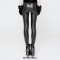 Elastic Waistband Flowers Embroidery Leggings Vintage Gothic Embossed Mesh Lace Pants - Red