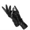Classic Pleated Winter Leather Gloves - Black