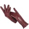Classic Pleated Winter Leather Gloves - Burgundy