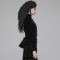 Gothic Lolita Puff Long Sleeved Black Short Coat Party Club Halloween Jacket with Exquisite Lace Decoration - Black