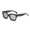 Uv400 Square Frame Vintage Oversized Sunglasses - Black Silver