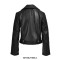 Button Decorated Genuie Leather Short  Coats Belts Motorcycle Biker Jackets - Black