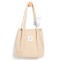 Eco Friendly Corduroy Foldable Shopping Casual Shoulder Button Tote Bags - Beige