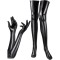 Elastic Shiny Wet Look Spandex Long Gloves and Stocking Costumes Set - Black