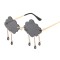 Cloud Shaped Rimless Tassel Raindrop Hippie Style Sunglasses - Black
