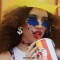 Cloud Shaped Rimless Tassel Raindrop Hippie Style Sunglasses - Dark Blue