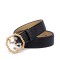 Brass with Rhinestones Saffiano Leather Belt - Gold