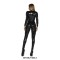 Wetlook Patent Latex Stand Collar Pole Dancing Bodysuit - Black