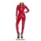 Wetlook Patent Latex Stand Collar Pole Dancing Bodysuit - Red