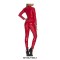 Wetlook Patent Latex Stand Collar Pole Dancing Bodysuit - Red