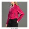 Button and Zip Decorated Genuie Leather Short Coats Belts Motorcycle Biker Jackets - Fuschia