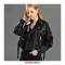 Button and Zip Decorated Genuie Leather Short Coats Belts Motorcycle Biker Jackets - Fuschia