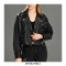 Button and Zip Decorated Genuie Leather Short Coats Belts Motorcycle Biker Jackets - Fuschia