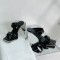 Square Toe Metal Strange Heels Leather Slippers