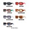 UV400 Thick Frame Square Retro Fashion Sunglasses - Beige Blue