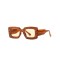 UV400 Thick Frame Square Retro Fashion Sunglasses - Tan