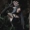 Texture Gauze Three-dimensional Cutting Choker with Arm Sleeves Gothic Punk Elastic Long Gloves