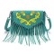 Multi-functional Designer Bohemian Pattern Print Fringes Handbag - LightGreen Flock