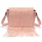 Multi-functional Designer Smooth Fringes Handbag - LightPink Flock