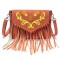 Multi-functional Designer Bohemian Pattern Print Fringes Handbag - Orange Flock