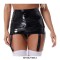 High Waist Wetlook Sexy Rave Costume Short Pants with Garters - Black