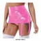 High Waist Wetlook Sexy Rave Costume Short Pants with Garters - Pink