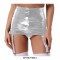 High Waist Wetlook Sexy Rave Costume Short Pants with Garters - Silver