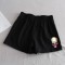 Gothic Style Skull Print Short - Black Synthetic Knitted Fabric