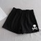 Gothic Style Skull Print Short - Black Synthetic Knitted Fabric