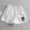 Gothic Style Skull Print Short - White Synthetic Knitted Fabric