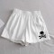 Gothic Style Skull Print Short - White Synthetic Knitted Fabric
