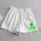 Gothic Style Skull Print Short - White Synthetic Knitted Fabric