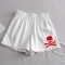 Gothic Style Skull Print Short - White Synthetic Knitted Fabric