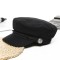 Autumn Winter Visor Casquette Captain Sailor Hats - Black