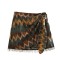 Vintage Geometric Print Knotted Beaded Vestido Mini Skirt