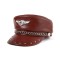 Chain and Rivet Decorated Visor Casquette Captain Motorcycle Hats - Brown