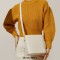 Crossbody Shoulder Bag Round Bucket Shape Soft Small Tote Bags - Beige