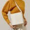 Crossbody Shoulder Bag Round Bucket Shape Soft Small Tote Bags - Beige